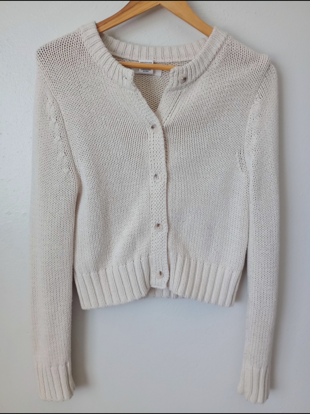 Jessica Simpson Cream Knit Button-Front Cardigan